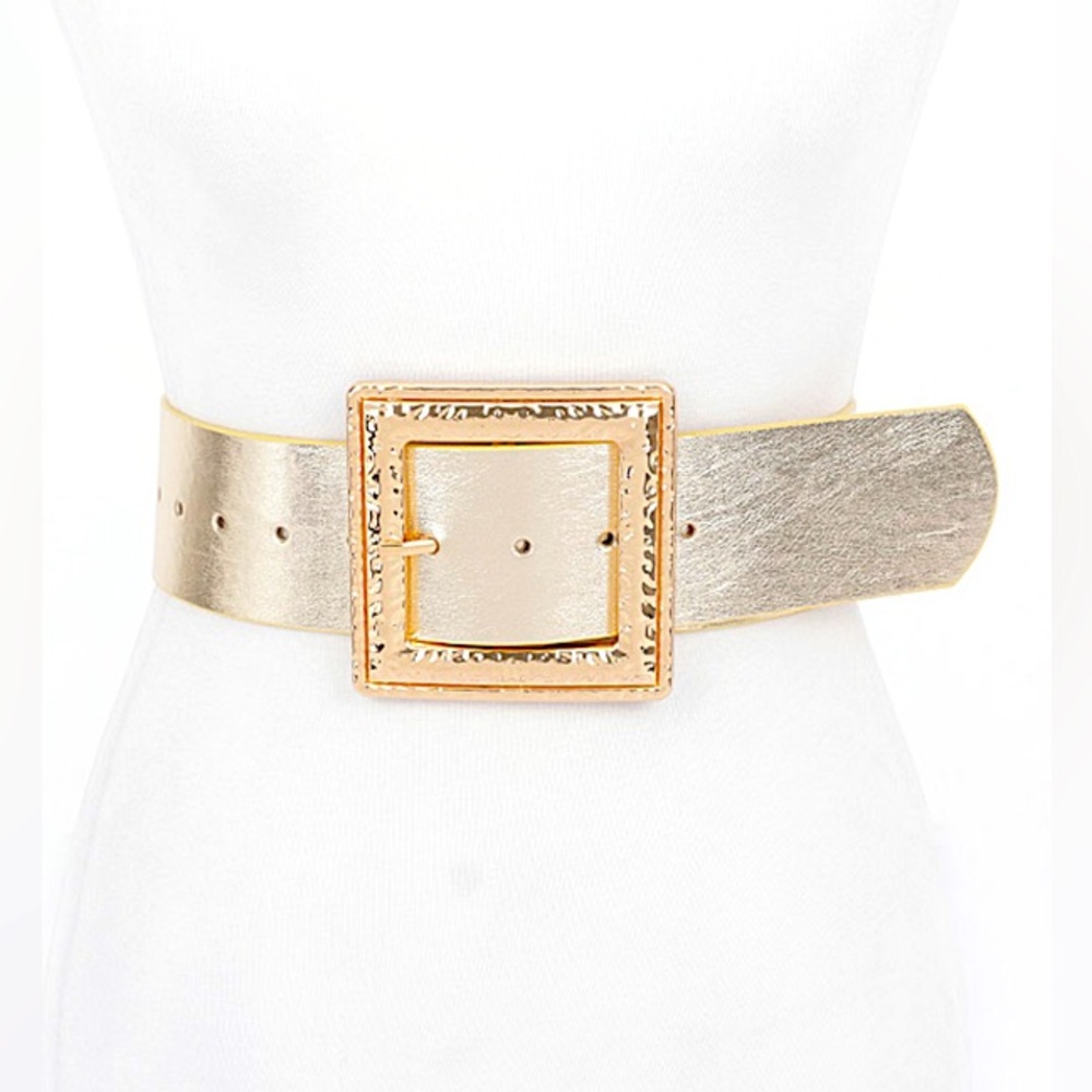 Wide Square Buckle Statement Belt